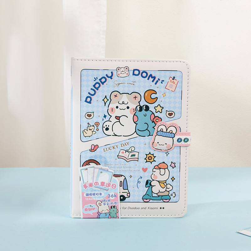 伊莎儿原创IP小狗多米36K磁扣本可爱插画防水彩页设计手账笔记本YL017-LB36K44-8260详情7