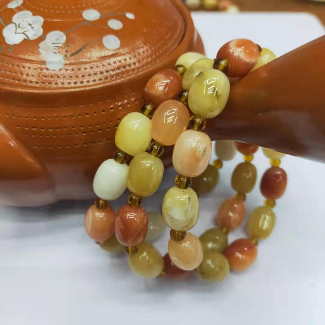 Jewelry and accessories Xinjiang golden thread jade drum bead and jujube bead combination bracelet diy Buddhist prayer bead bracelet manufacturer wholesale factory price pic 4