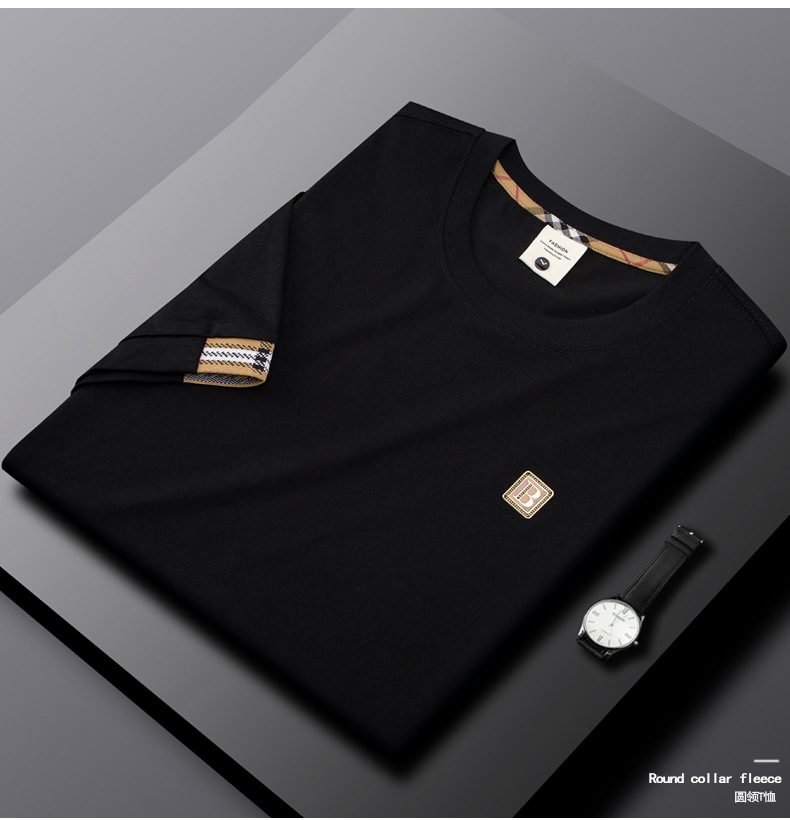 Summer thin short-sleeved T-shirt for men, light luxury and slim fit, ice silk cotton high-end letter printed round-neck T-shirt, trendy top pic 22