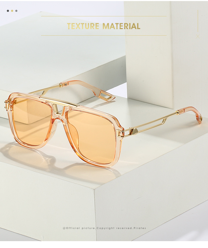 2022 New style European and American sunglasses, artistic square frame crossbeam sunshade, sun protection, perforated metal leg sunglasses for women pic 2