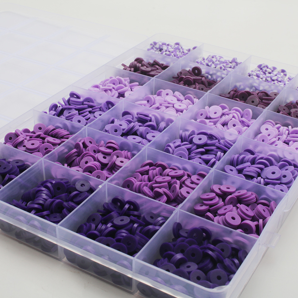 软陶片串珠渐变单色6mm 饰品DIY手链项链饰品配件24格软陶片盒装详情7