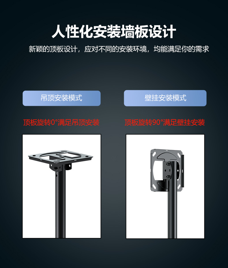 32-80寸电视机吊架 可调角度挂架 360°旋转伸缩通用吊 电视支架器挂架遥控器一体  家用电视机必备配件详情6