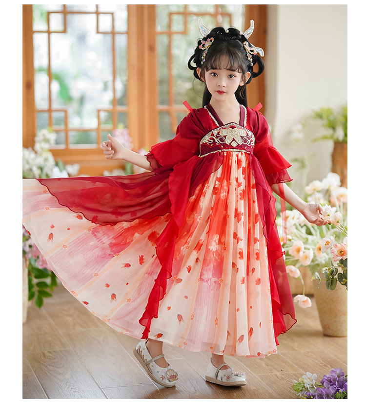 国潮女童汉服夏季新款儿童古装唐装中国风襦裙小女孩古风仙女连衣裙详情15