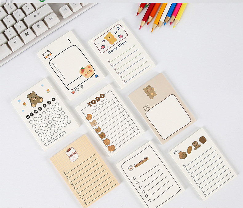 Wholesale of cute fruit bear sticky notes in stock. Korean Instagram minimalist and girlish sticky notes pic 9