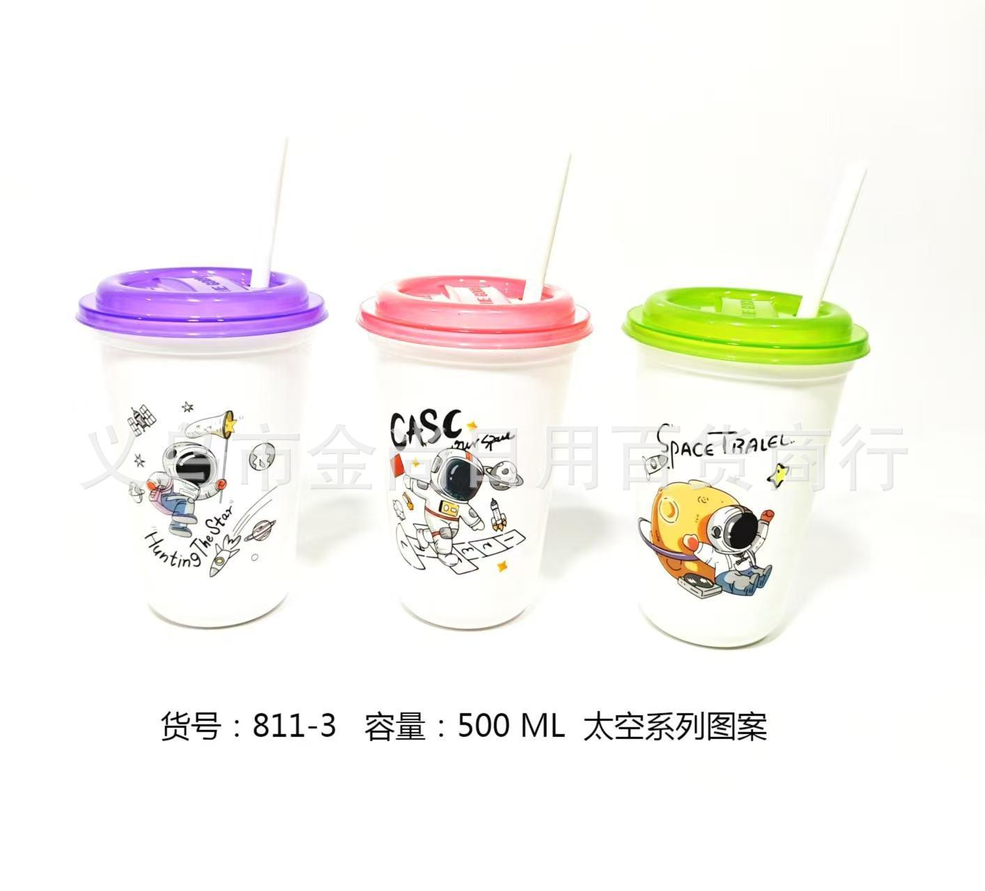 A variety of portable plastic cups with cartoon patterns, special water cups for adults and students, sports cups for junior and senior high school students, boys and girls pic 6