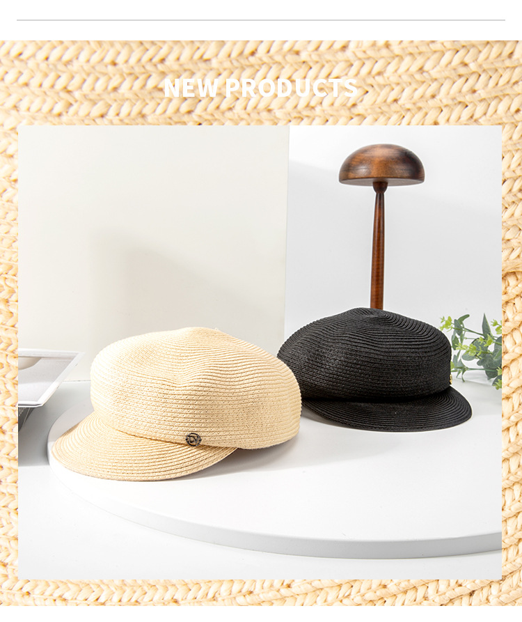 荣美2024春夏新款草编鸭舌帽女士夏季出游轻便休闲百搭遮阳棒球帽详情10