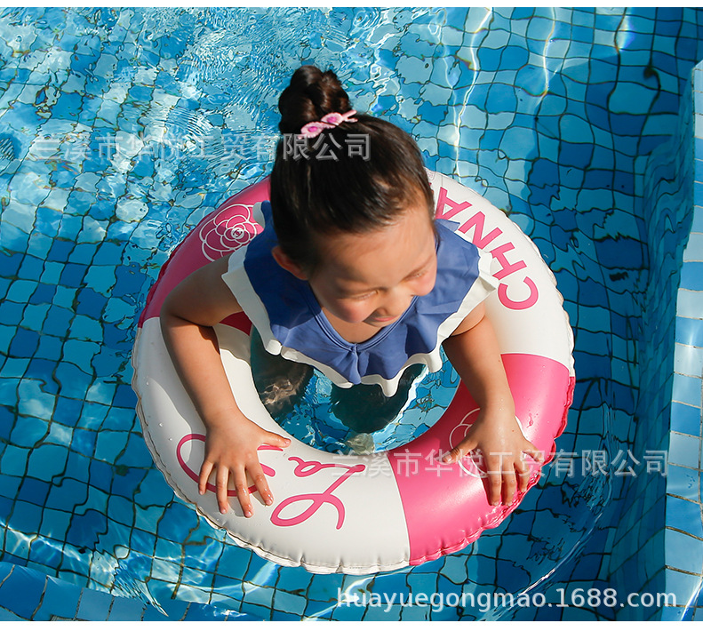 现货供应复古山茶花泳圈加厚印花腋下圈全环保PVC充气游泳圈批发详情11