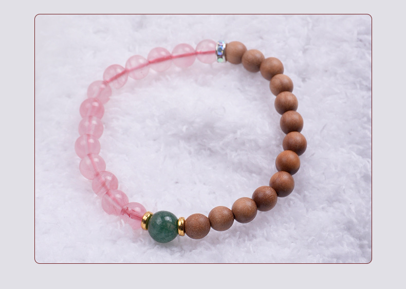 原创芭比檀香手串混搭寿山石串珠草莓晶手链手串 水晶手串男女款详情4