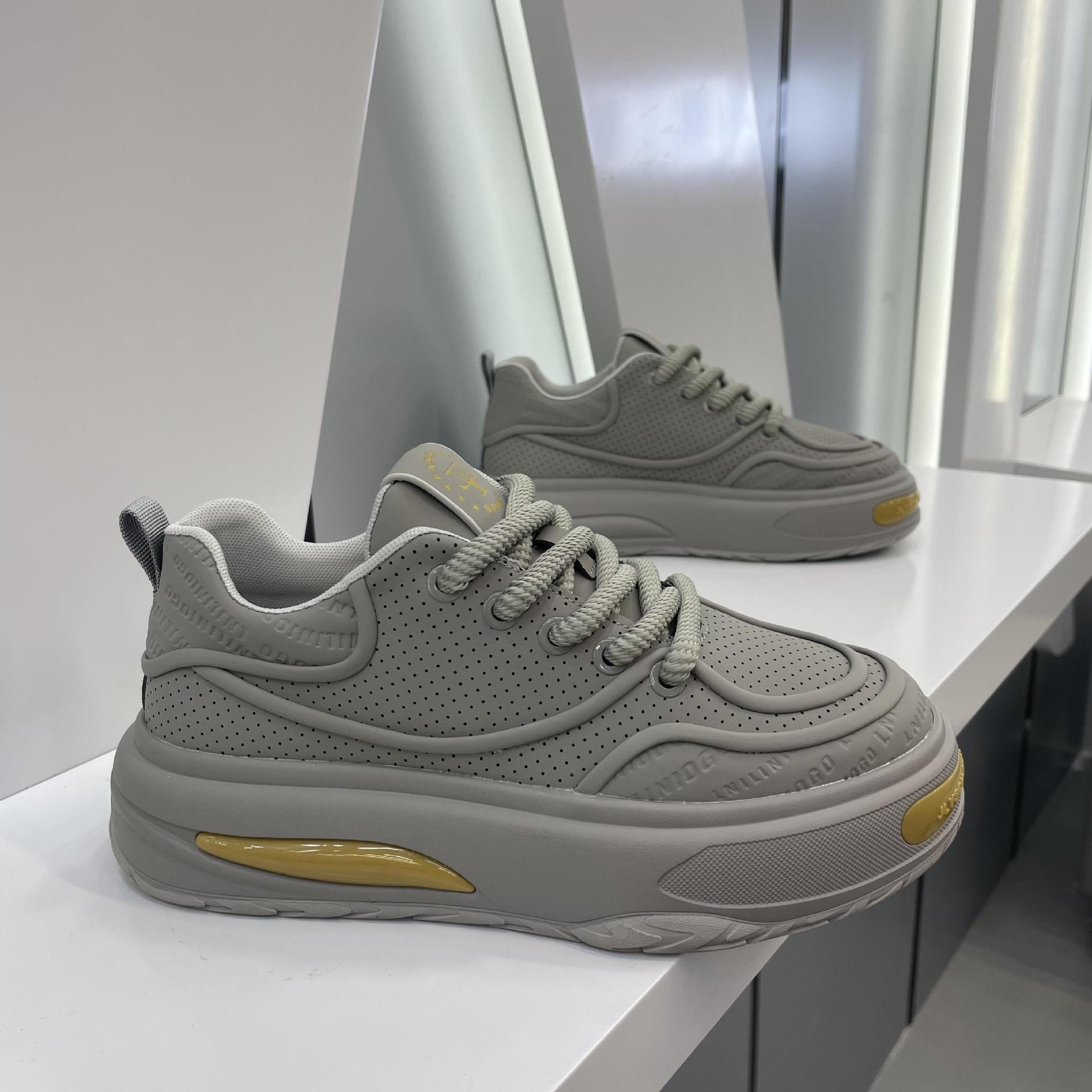 秋季新款男鞋系带低帮跑步鞋潮流鞋子增高印花时尚透气老爹鞋软底详情14