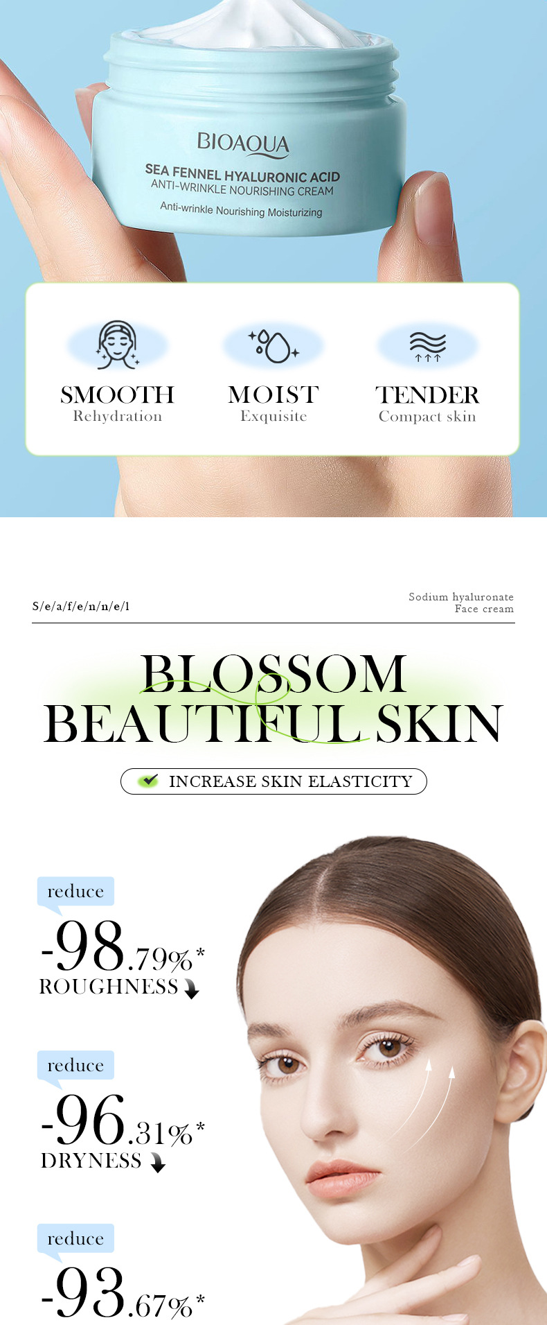 Cross-border trade BIOAOUA Sea Fennel Hyaluronic Acid Nourishing Cream Hydrates, moisturizes and improves fine lines pic 3