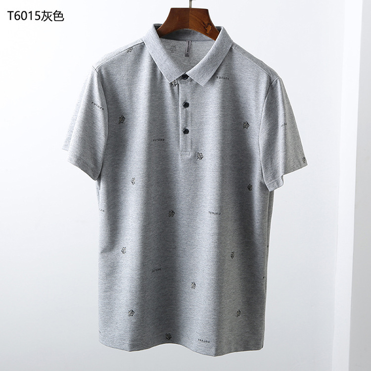 撤柜货精梳棉POLO衫男夏天商务休闲青年男款翻领短袖T恤印花T6015详情8