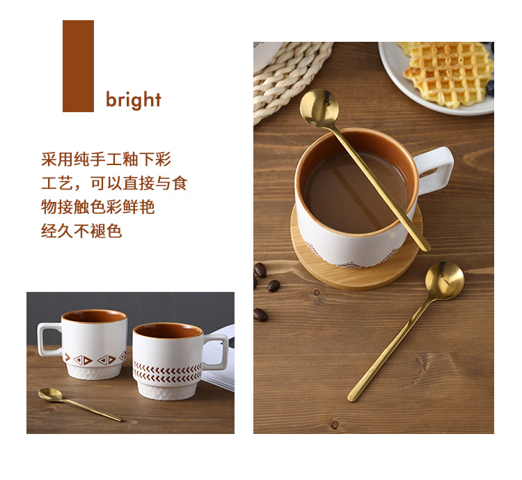 Simple ceramic cups, office mugs, breakfast coffee cups, milk cups, afternoon tea cups set, can be affixed with logos pic 11