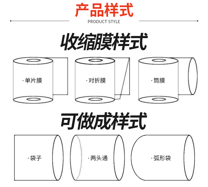 pof热收缩膜热缩袋瓶口热缩膜 对折膜饮料瓶塑封包装热封膜热塑袋详情4