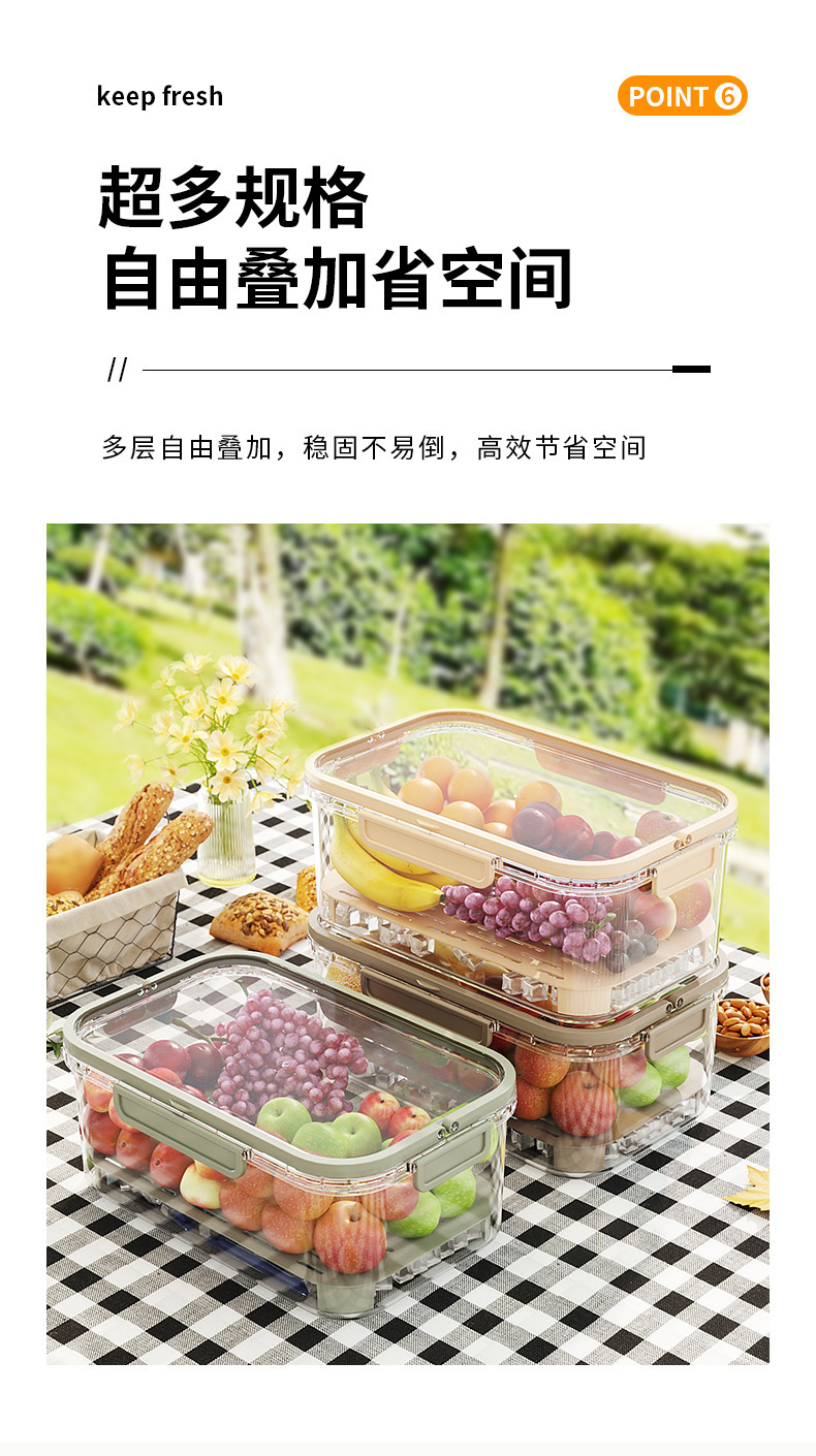 Food-grade hand-held food storage box, plastic hand-held outdoor picnic box, large rectangular refrigerator storage sealed box for refrigeration pic 10