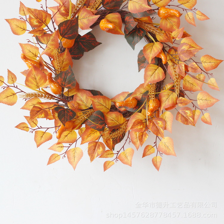Desheng Cross-border E-commerce Factory supplies DIY wreaths and rings for the Gratitude Harvest Festival, Halloween, autumn maple leaves, pumpkin vines and garlands pic 5