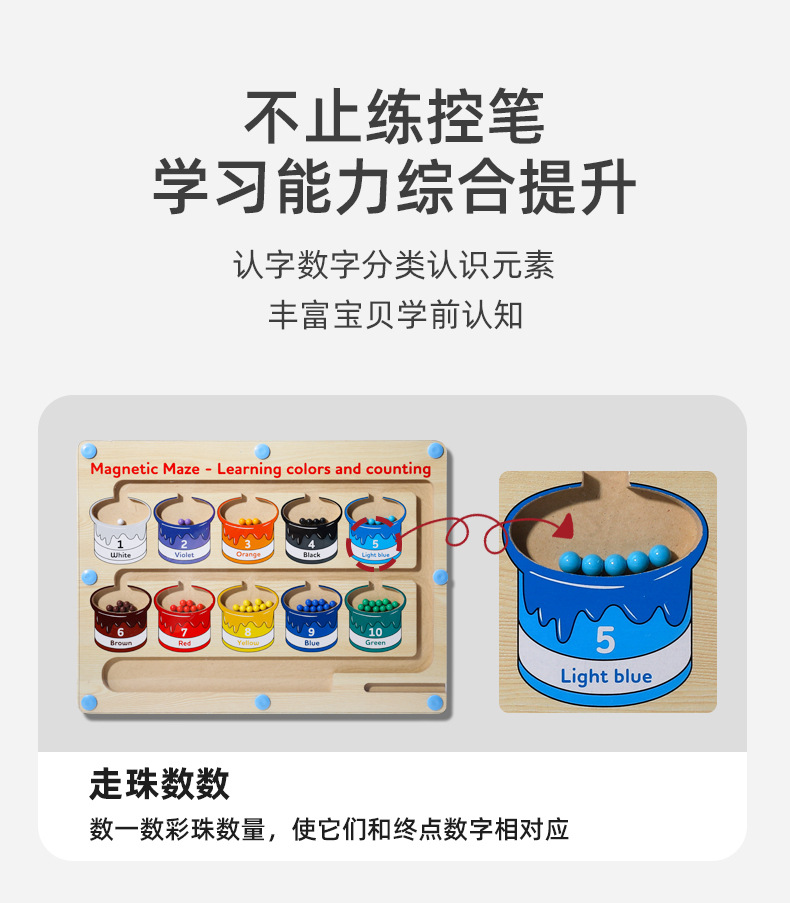 幼儿童运算早教颜色数字认知分类计数板磁性运笔迷宫走位益智玩具详情4
