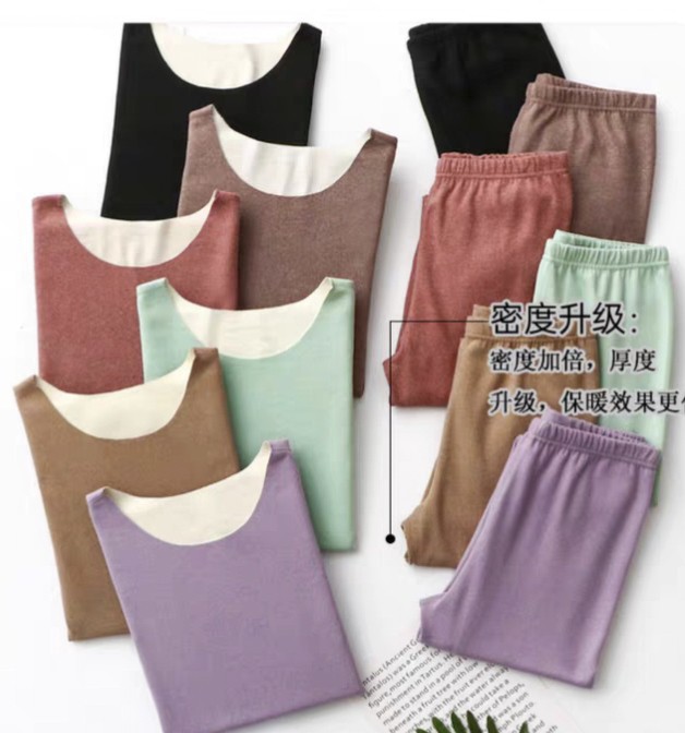 秋冬新款加厚AB双面磨毛棉秋衣秋裤德绒保暖内衣圆领套装批发详情1