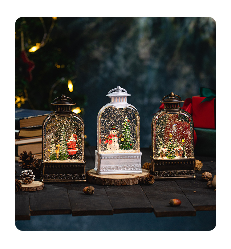 圣诞节装饰品小夜灯手提小油灯飘雪音乐盒八音盒场景布置工艺品礼详情10