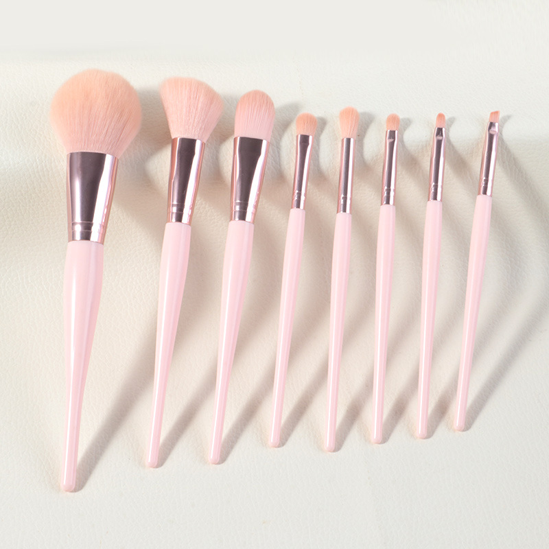 Matte pink 8-piece makeup brush set, loose powder blush brush, storage beauty tools, complete set of soft-bristled makeup brushes pic 5