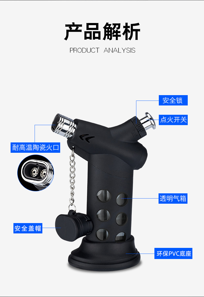 High-temperature double direct impact igniter, ceramic core, inflatable metal welding torch, igniter, barbecue cigar pic 8