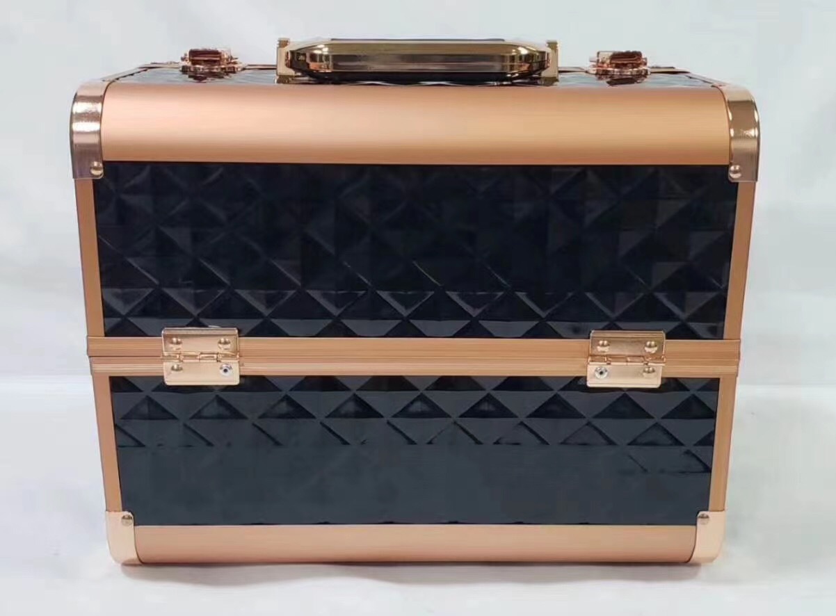 Factory wholesale double-opening two-layer color aluminum makeup boxes, nail and tattoo toolboxes, and cosmetic storage boxes in stock pic 5