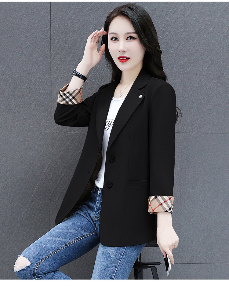 秋季薄款小西装外套女2022年新款春秋女式韩版修身气质短款上衣服详情18