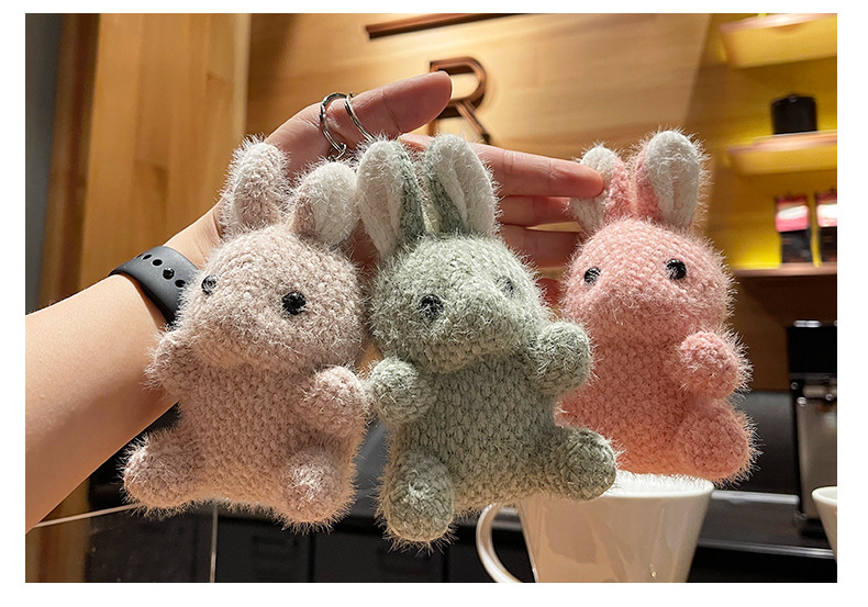 Cute cartoon rabbit plush pendant, creative figurine keychain, backpack pendant, mini decorative pendant pic 12