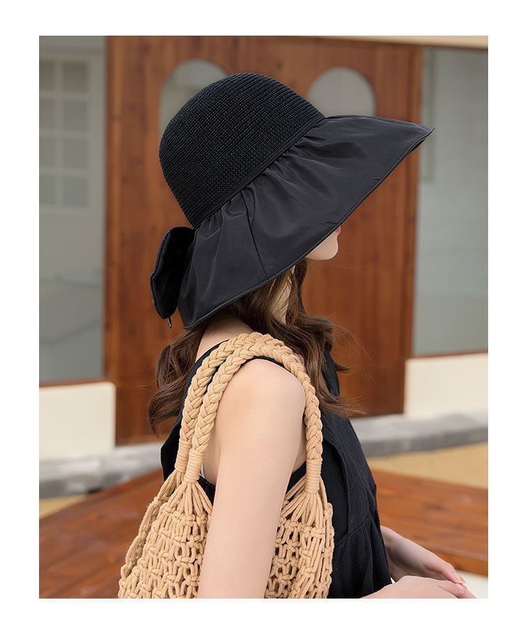新款帽子女夏季遮阳帽可爱运动韩版防晒帽uv防晒蝴蝶结渔夫帽批发详情27