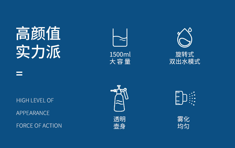 一件代发欧林泽透明洒水壶1.5L喷壶大容量加压园艺消毒喷水壶批发详情8