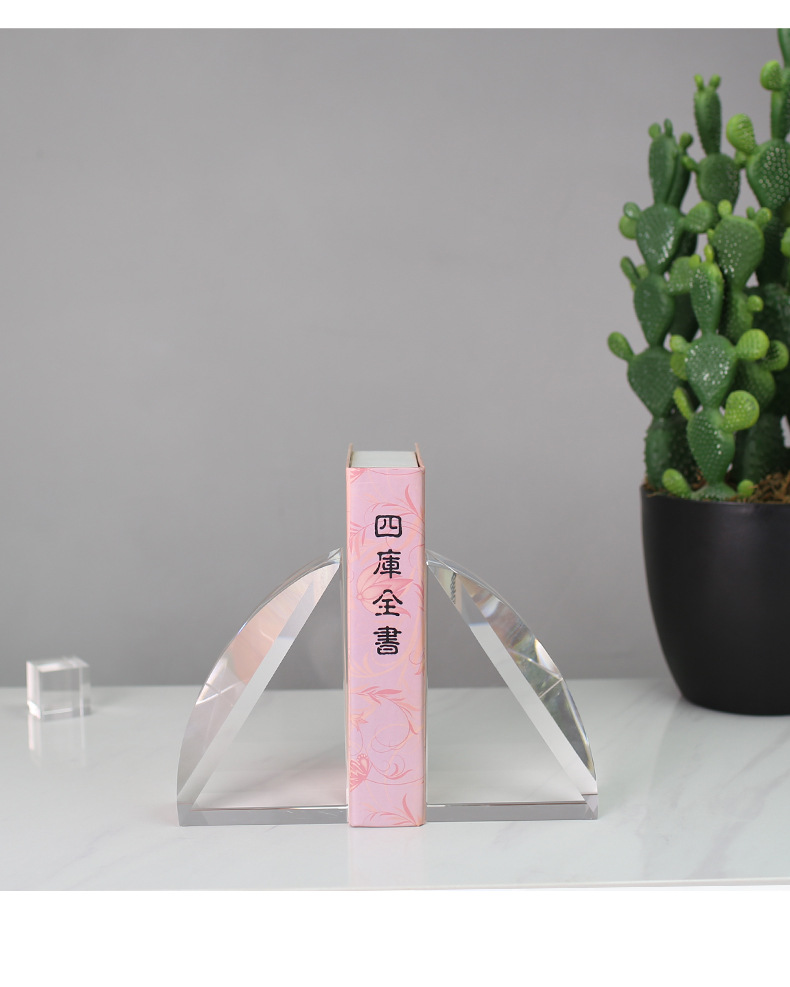 Modern, simple, transparent geometric semi-fan-shaped crystal bookshelves, bookcases, model room office decorative items pic 28