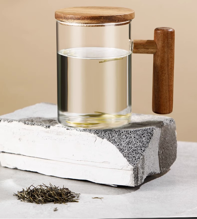 高硼硅玻璃茶水水杯家用办公室泡茶杯耐高温玻璃杯泡茶杯相思木把详情19