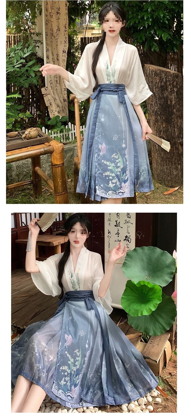 国潮大码胖mm夏季设计感新中式国风复古改良汉服马面裙气质上衣两件套详情10