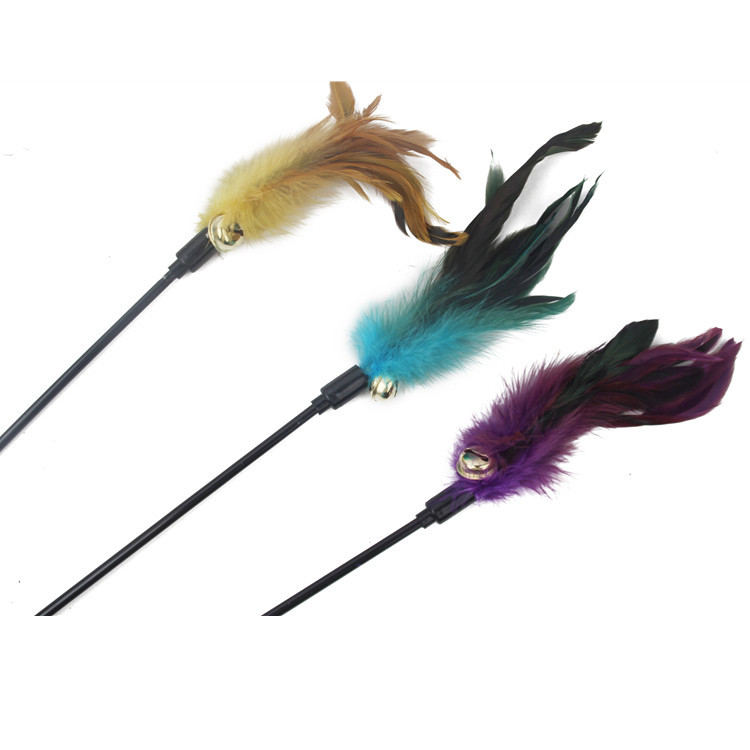 逗猫杆猫咪逗猫棒猫玩具羽毛铃铛多色可定 互动啃咬猫猫厂家批发详情25