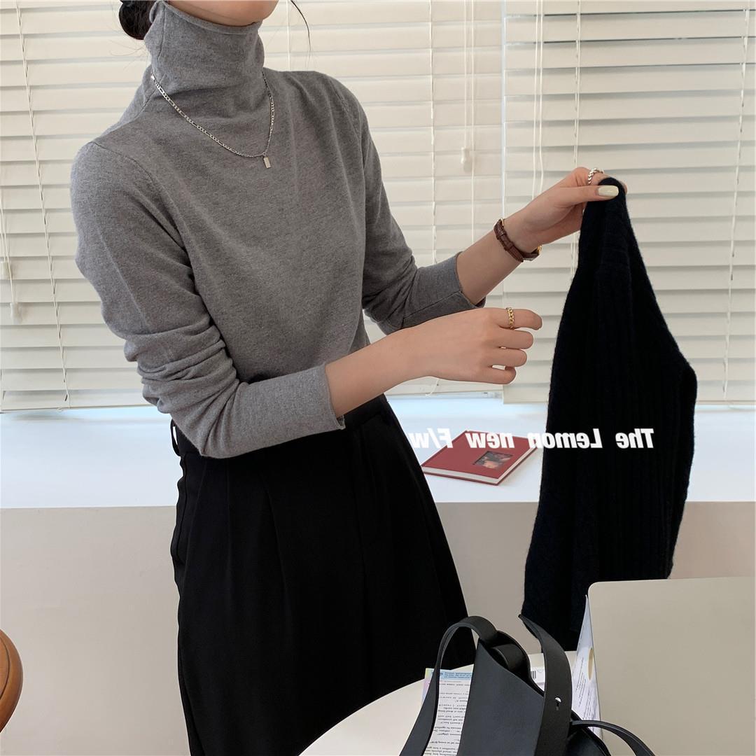 秋冬新款女装高领卷边打底衫糖果色修身保暖基础款仿羊绒衫毛衣女详情90