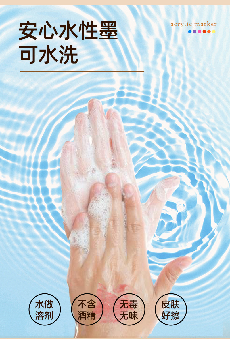 跨境双头丙烯马克笔套装 学生画画diy丙烯笔美术专用不透纸马克笔详情18