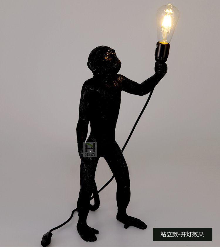 Nordic living room monkey lamp, study, bedroom, dining room, hemp rope pendant lamp, creative and personalized resin postmodern decorative table lamp pic 10