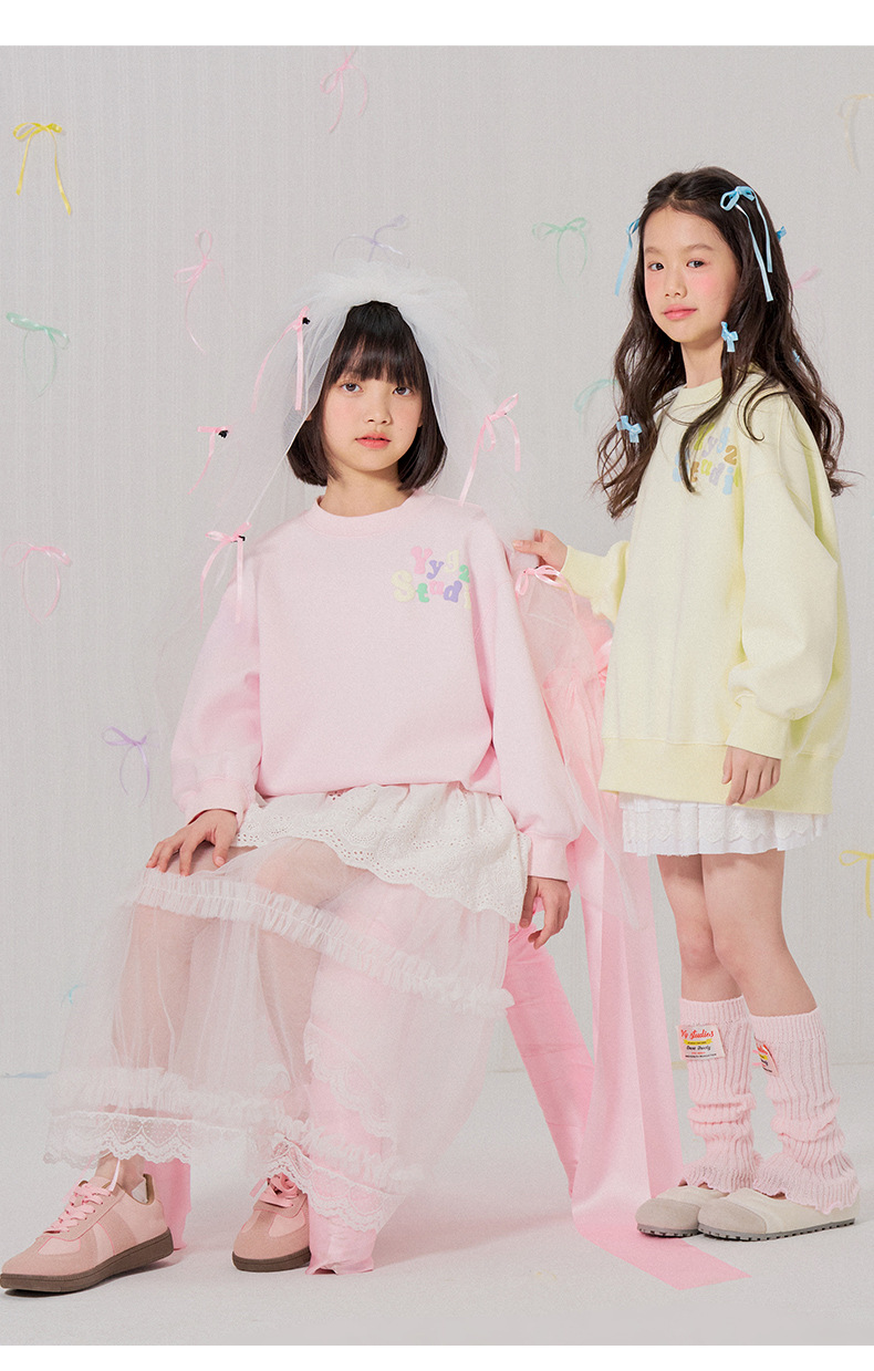 媛媛公主2025春款儿童卫衣女童中大童甜美小清新潮范圆领上衣童装详情9