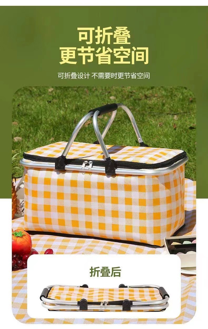 Insulated picnic basket, lunch box bag, outdoor hand-held vegetable basket pic 5