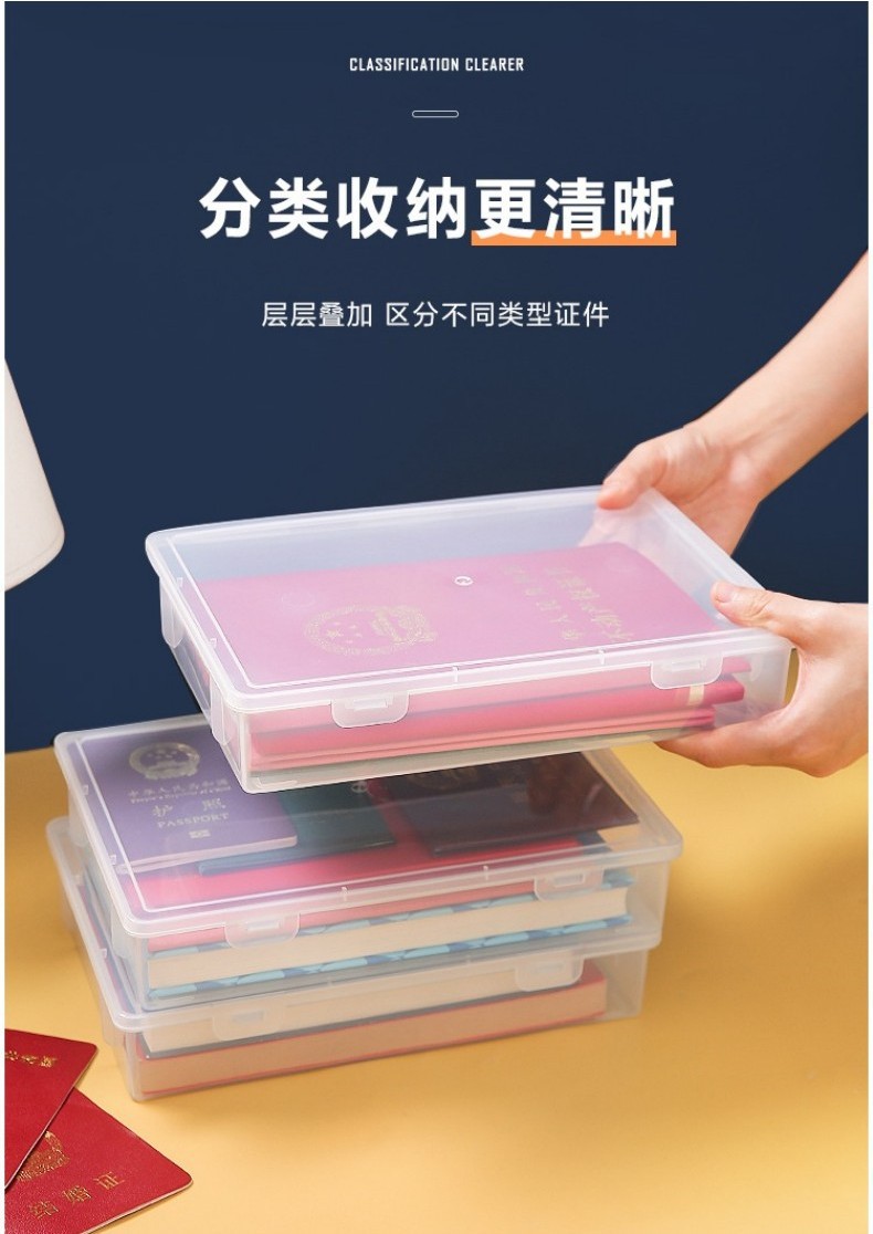 桌面防尘证件收纳盒A4文件资料整理盒户口本放重要证书防潮档案袋详情5