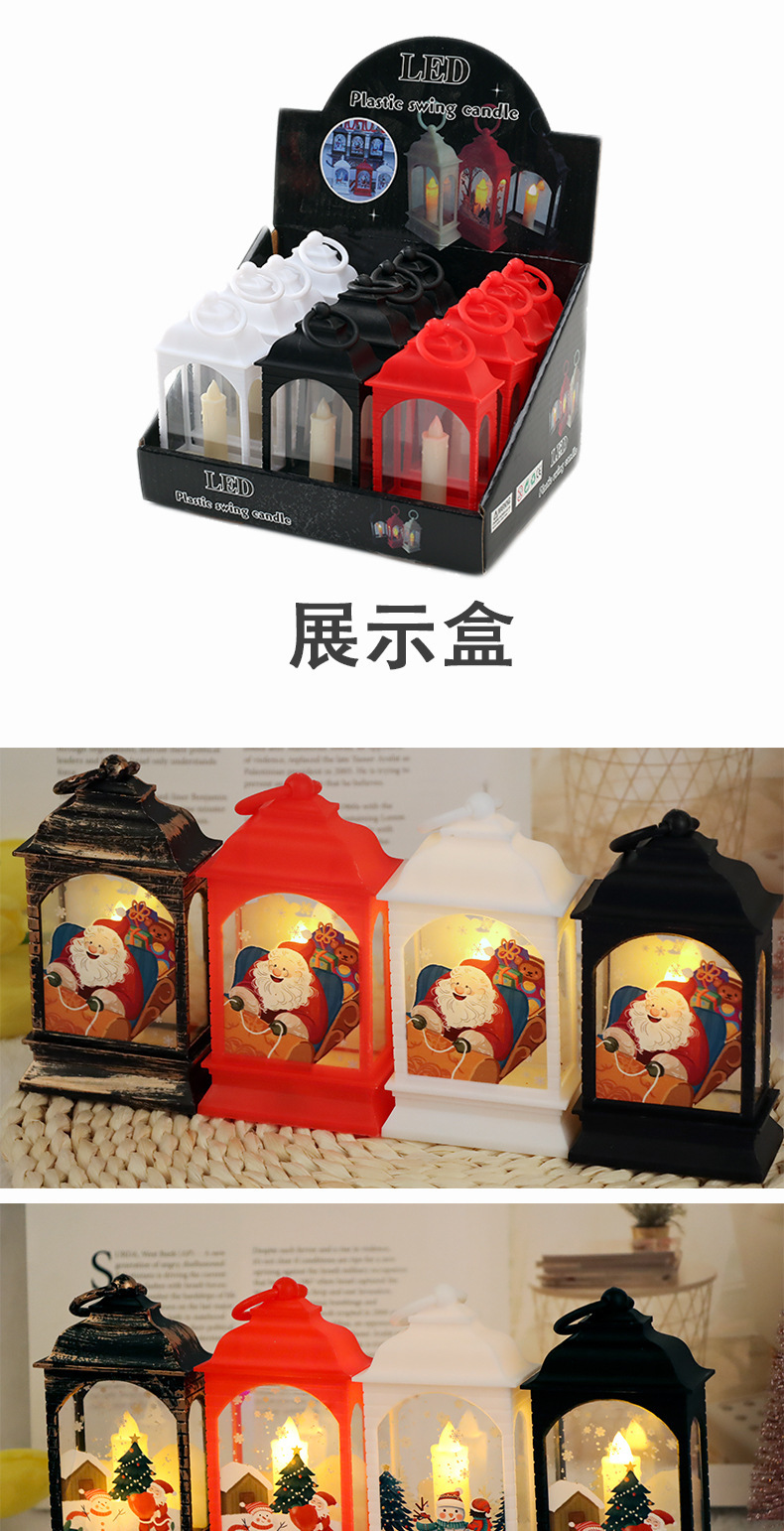 复古led小夜灯圣诞节烛台灯圣诞老人雪人装饰桌面摆件小油灯风灯详情10