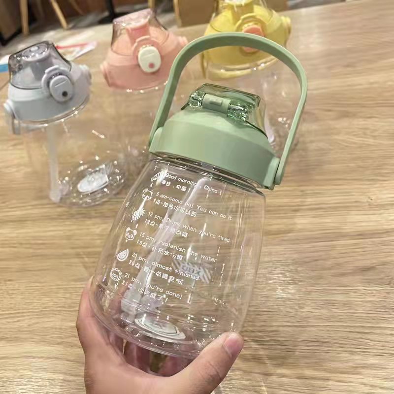 Yinqian 1210ML ton-ton bucket large-capacity plastic water cup, bouncing lid space cup, portable anti-drop sports straw cup for male and female students pic 7