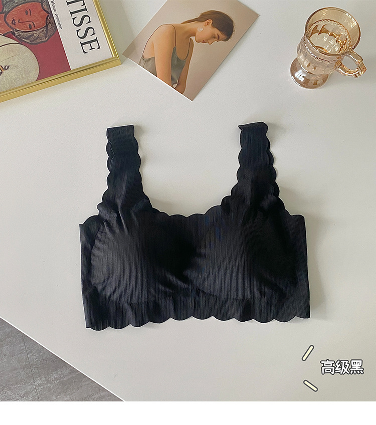 新款无痕冰丝美背打底无钢圈舒适性感花边抹胸运动防走光女士内衣详情19