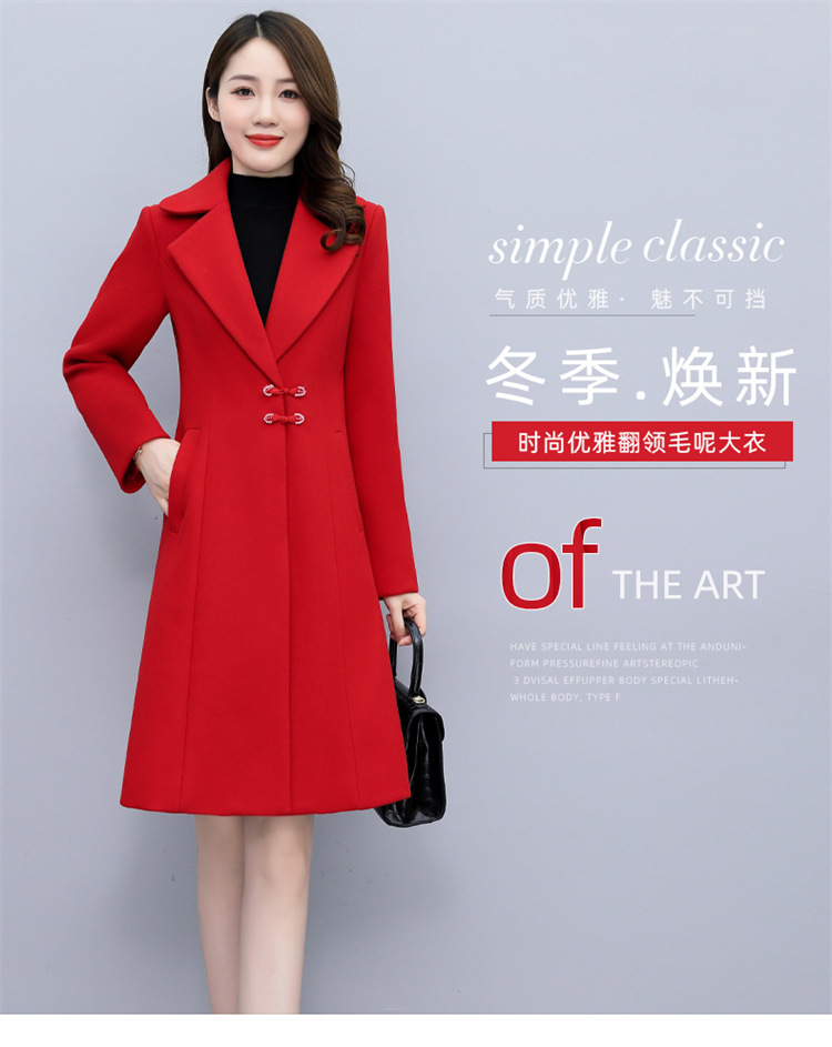 High-end woolen overcoat for women, mid-length, 2021 new autumn and winter Korean style, fashionable and elegant, fitted suit collar jacket pic 1