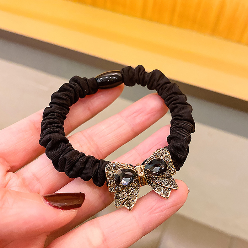 合金水钻头绳发圈 韩版高级复古头发绳小肠圈皮筋女饰品发饰批发详情14