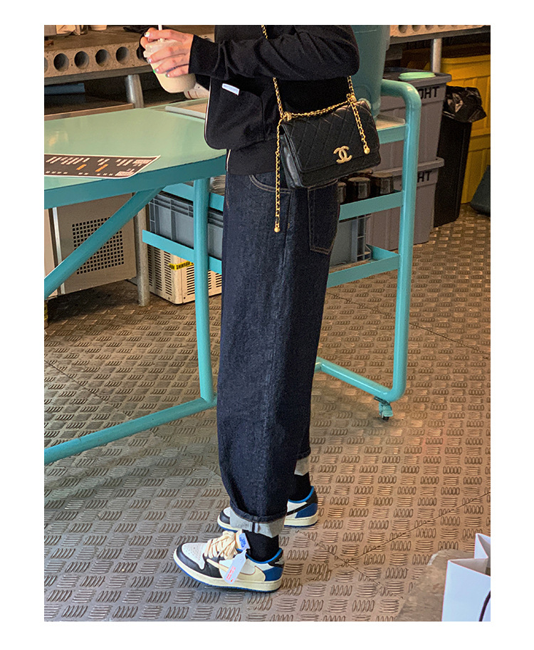大码牛仔加绒加厚休闲裤女2022秋冬新款韩版直筒老爹显瘦哈伦裤子详情21
