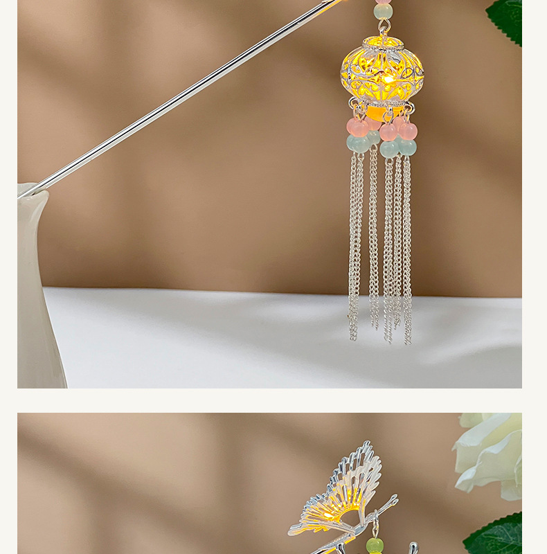 古风发簪流苏发光龙灯笼簪子挽发宫廷仙气头饰日常气质百搭发饰品详情13