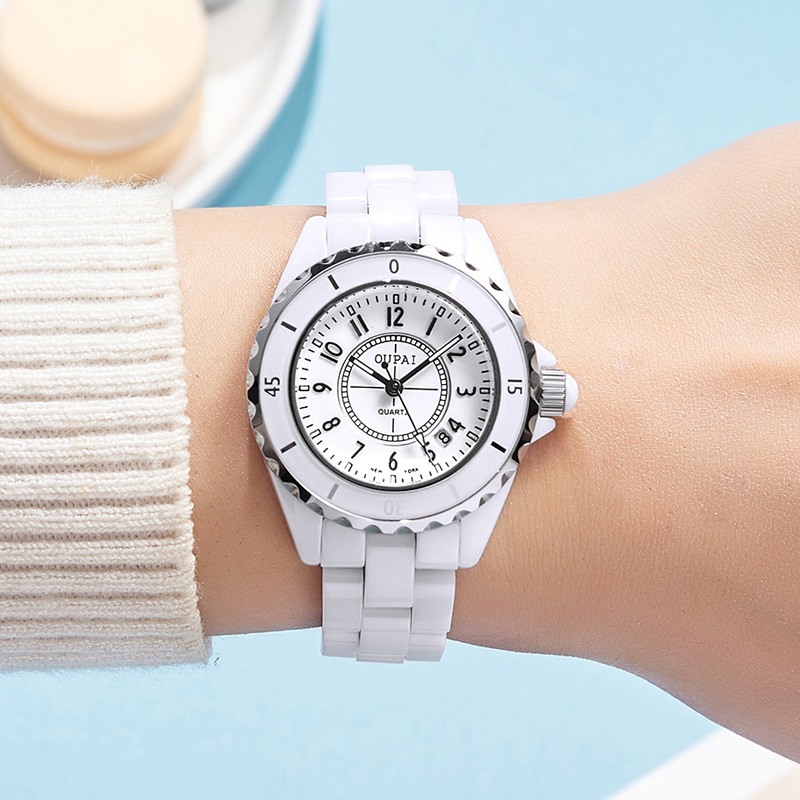 小香风手表J12系列白色陶瓷手女士石英表防水蝴蝶扣情侣手表男表详情6