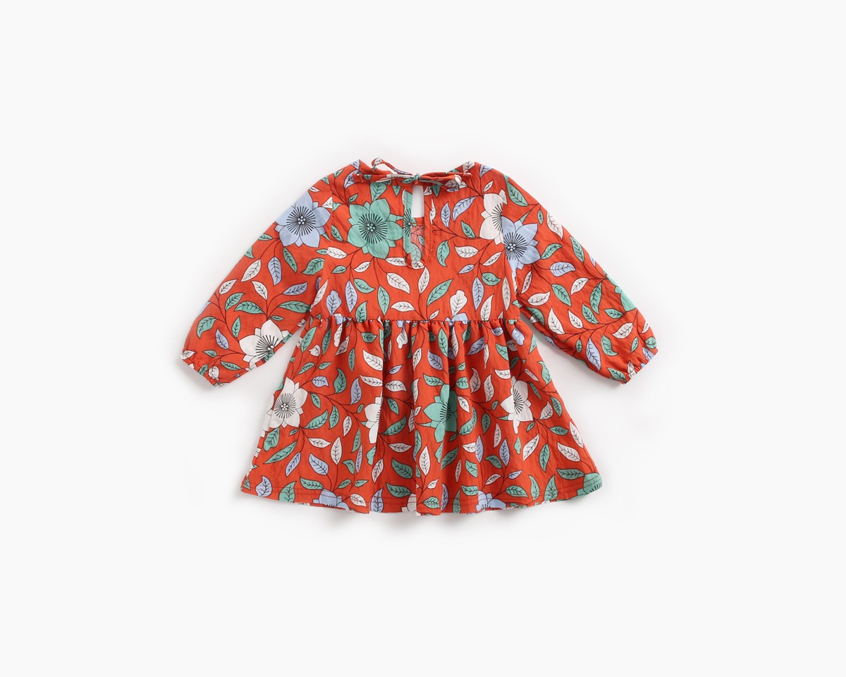 Otoño invierno falda de bebé floral manga larga europa y américa falda infantil ins tesoro de las mujeres ropa infantil ropa infantil primavera vestido de niña pic 5