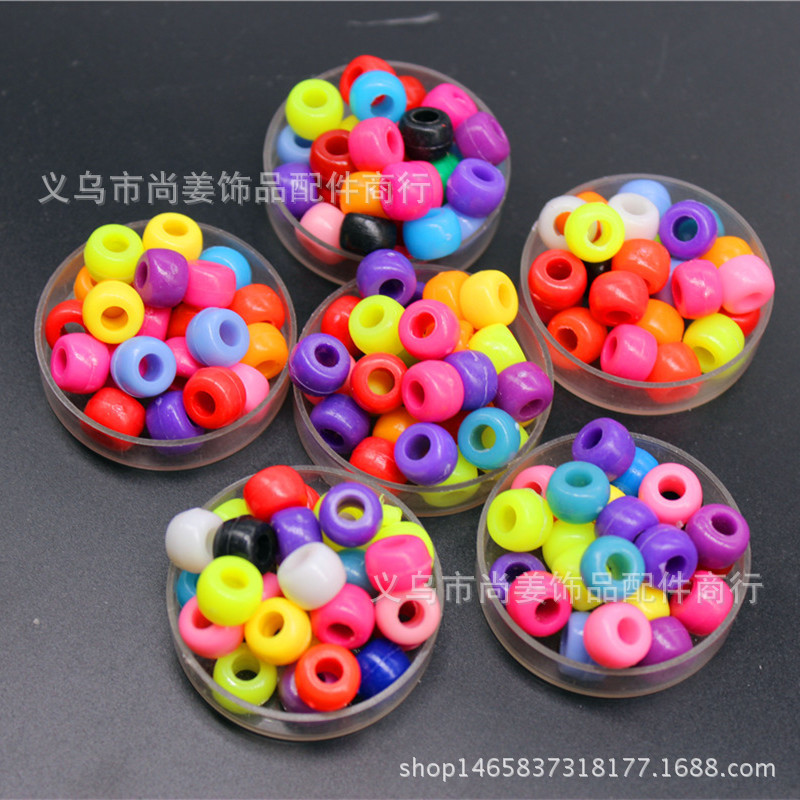 厂家直销6*9mm塑料大孔珠 6*8mm可定制混色混批桶珠 亚克力珠详情13