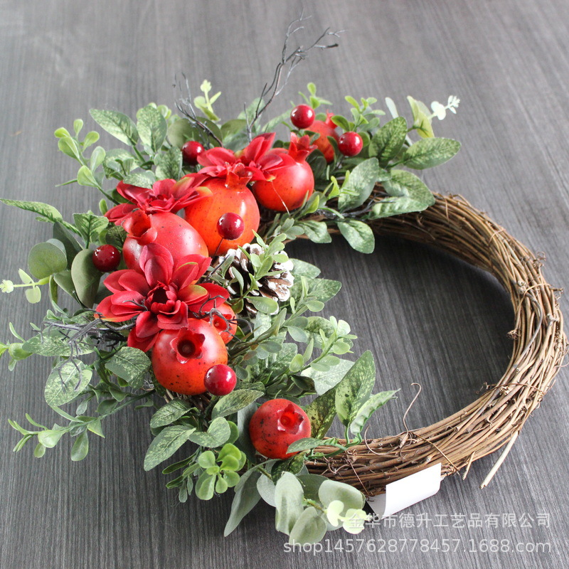 In 2022, the cross-border e-commerce business moved into a new home. The living room decoration includes a household door hanging with a simulated everlasting flower pomegranate wreath pic 4